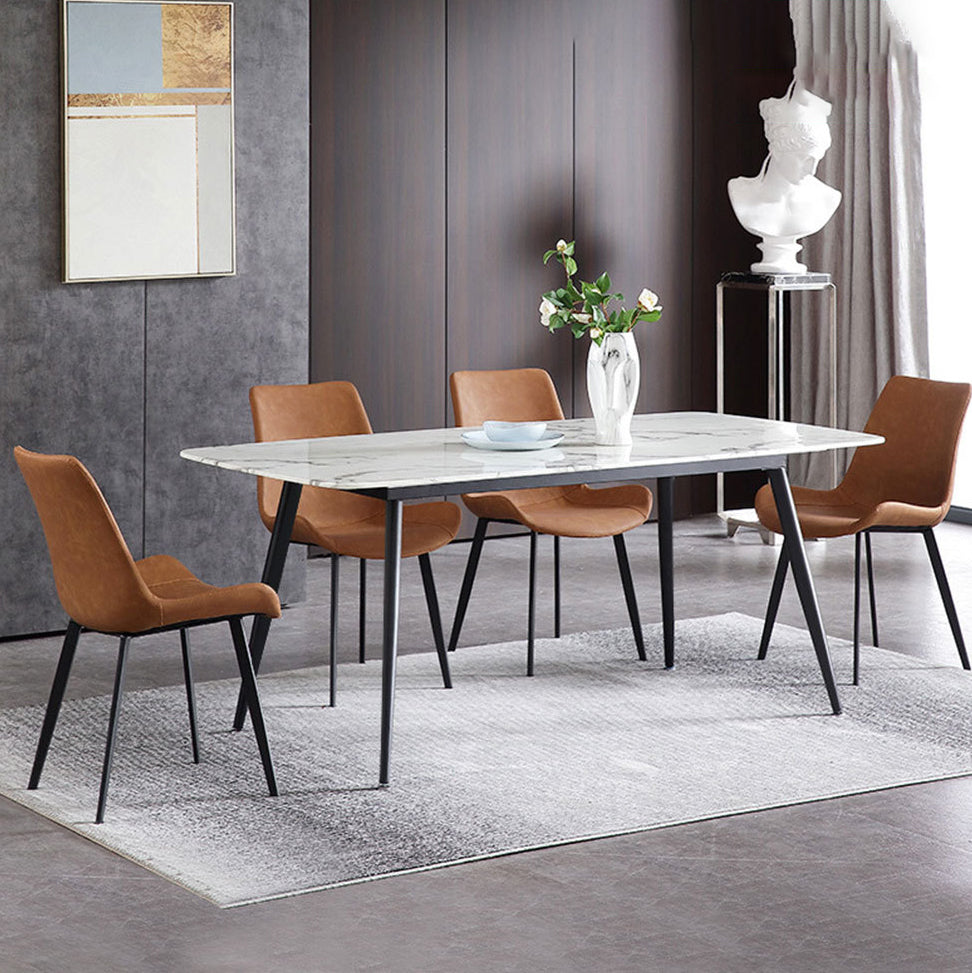 Contemporary Leather Hotel Side Chair Solid Back Matte Finish Dining Chair