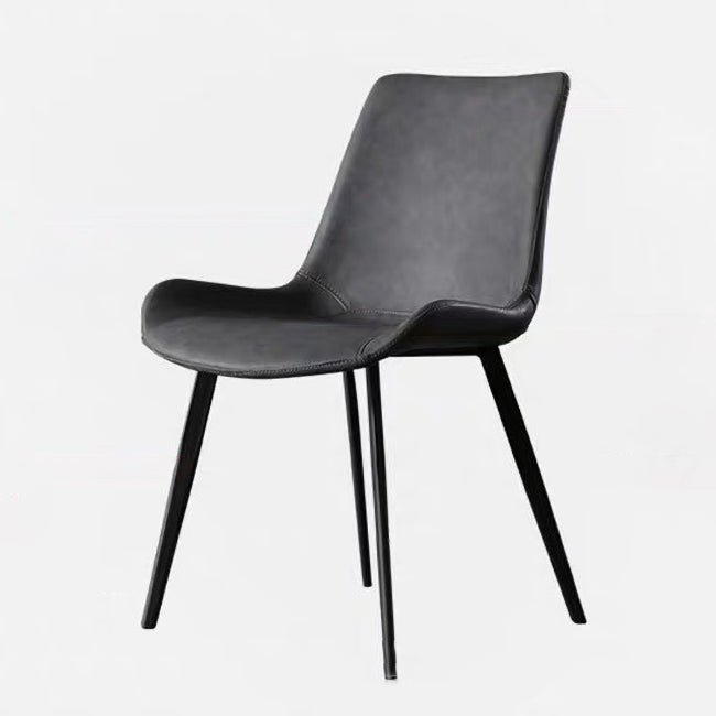 Contemporary Leather Hotel Side Chair Solid Back Matte Finish Dining Chair