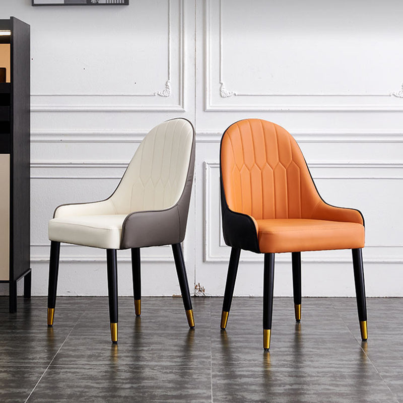 Leather Dining Side Chair Scandinavian Design Arm Solid Back Dining Side Chairs