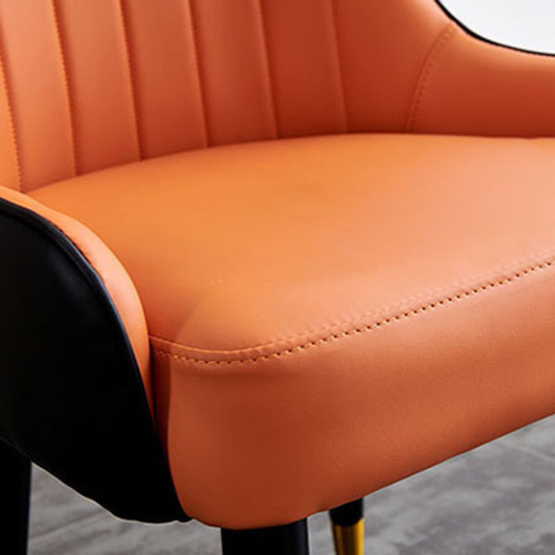 Leather Dining Side Chair Scandinavian Design Arm Solid Back Dining Side Chairs