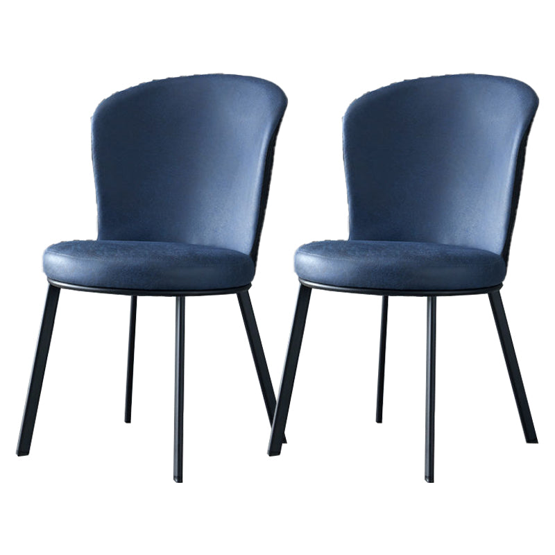 Industrial Faux Leather Dining Chairs Solid Back Armless Dining Chair