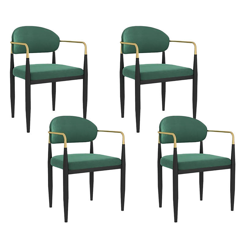 Contemporary Dining Chairs Arm Open Back Chairs with Metal Legs
