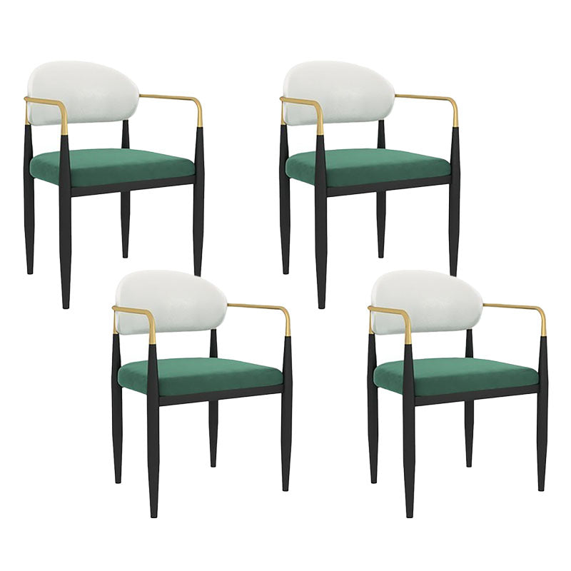 Contemporary Dining Chairs Arm Open Back Chairs with Metal Legs
