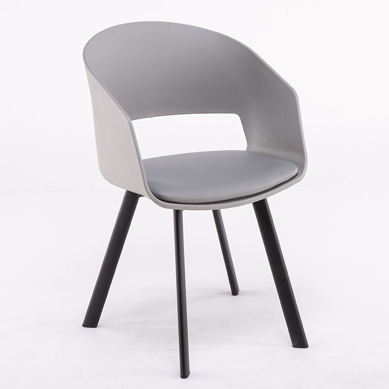 Contemporary Dining Arm Chair Matte Finish Plastic Open Back Chair