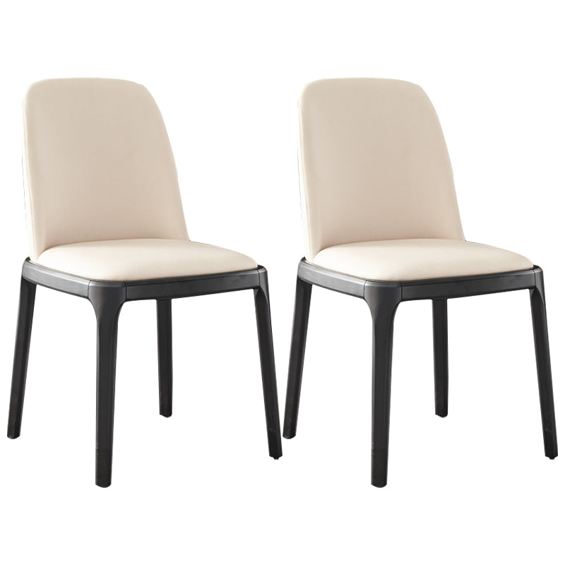 Contemporary Style Dining Chair Solid Back Dining Armless Side Chair with Wooden Legs