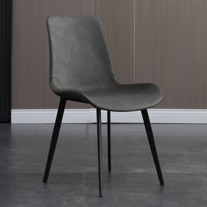 Faux Leather Dining Chairs Industrial Arm Solid Back Dining Side Chairs