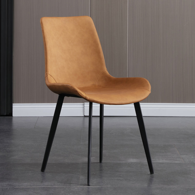 Faux Leather Dining Chairs Industrial Arm Solid Back Dining Side Chairs