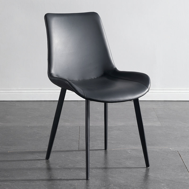 Faux Leather Dining Chairs Industrial Arm Solid Back Dining Side Chairs