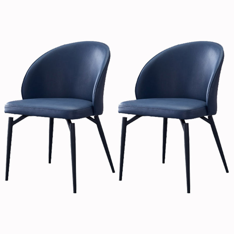 Solid Back Armless Chair Industrial Design PU Leather Dining Chairs