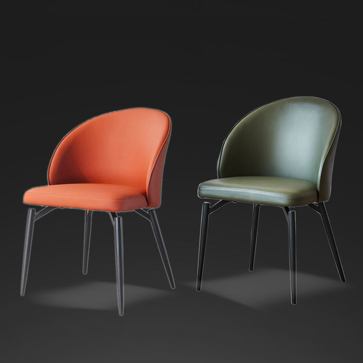 Solid Back Armless Chair Industrial Design PU Leather Dining Chairs