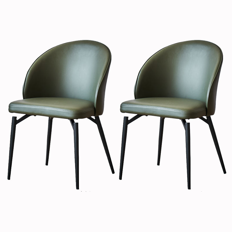 Solid Back Armless Chair Industrial Design PU Leather Dining Chairs