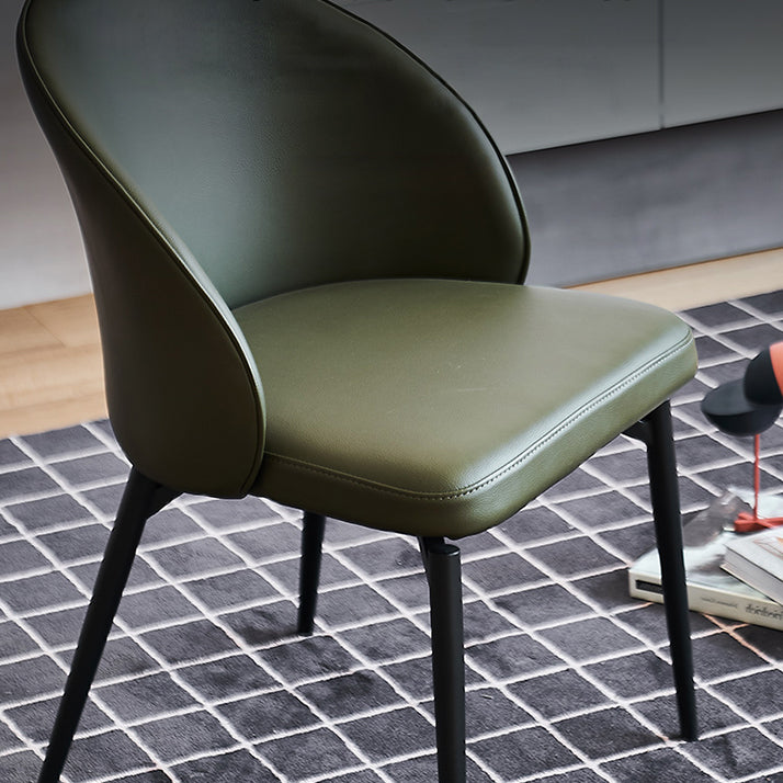 Solid Back Armless Chair Industrial Design PU Leather Dining Chairs