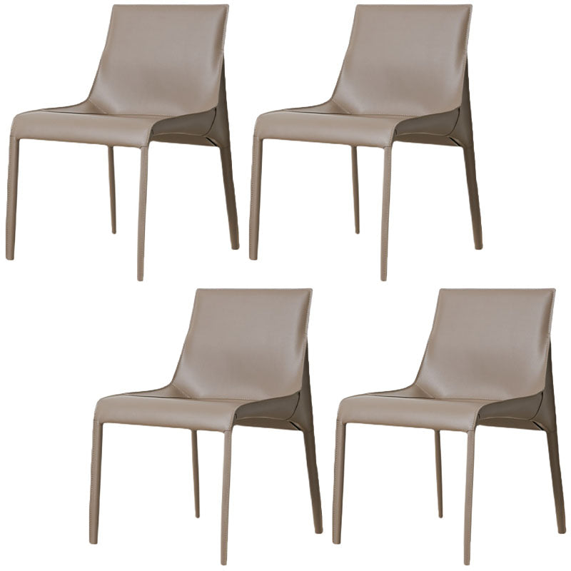Contemporary Leather Dining Armless Chair Metal Dining Chair for Restaurant Use