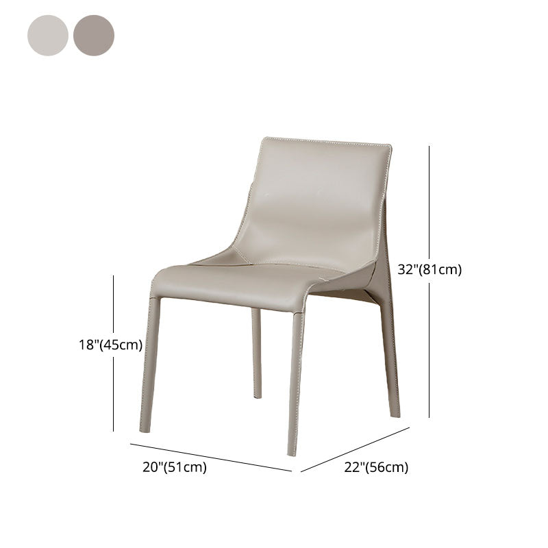 Contemporary Leather Dining Armless Chair Metal Dining Chair for Restaurant Use