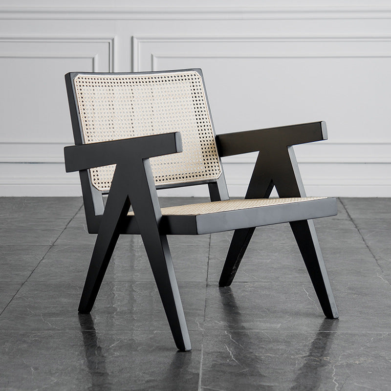 Contemporary Balcony Wood Arm Chair Matte Finish Open Dining Chair