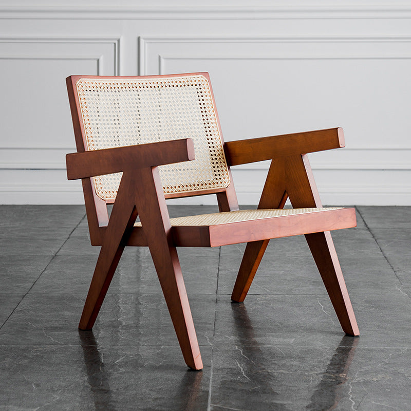 Contemporary Balcony Wood Arm Chair Matte Finish Open Dining Chair