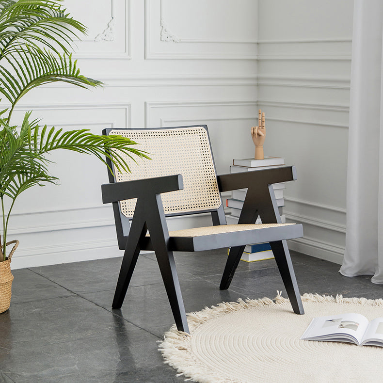 Contemporary Balcony Wood Arm Chair Matte Finish Open Dining Chair