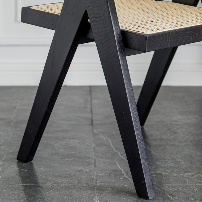 Contemporary Balcony Wood Arm Chair Matte Finish Open Dining Chair