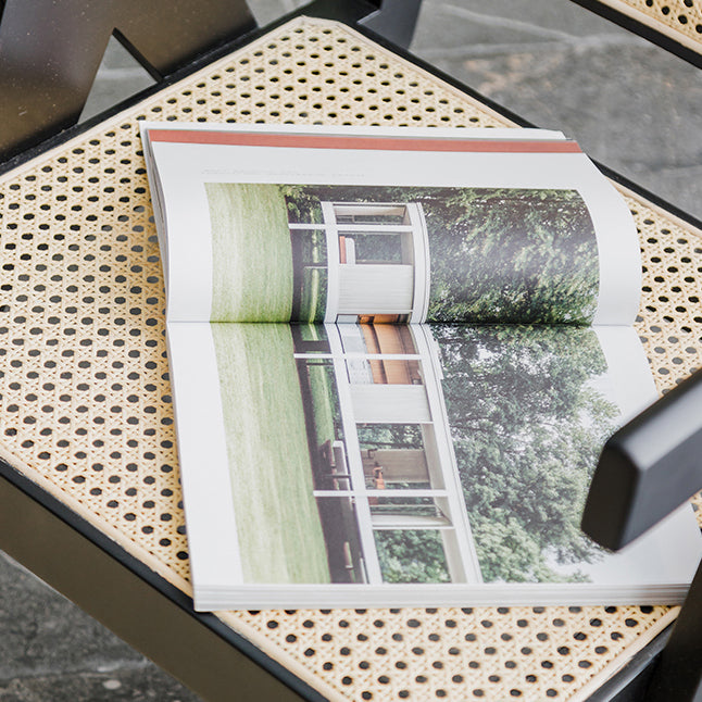 Contemporary Balcony Wood Arm Chair Matte Finish Open Dining Chair