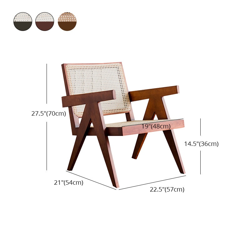 Contemporary Balcony Wood Arm Chair Matte Finish Open Dining Chair