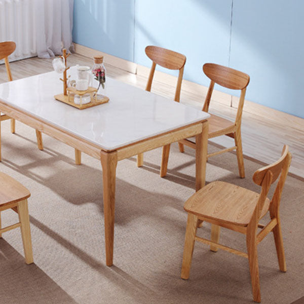 Contemporary Restaurant Wood Side Chair Matte Finish Open Back Dining Chair