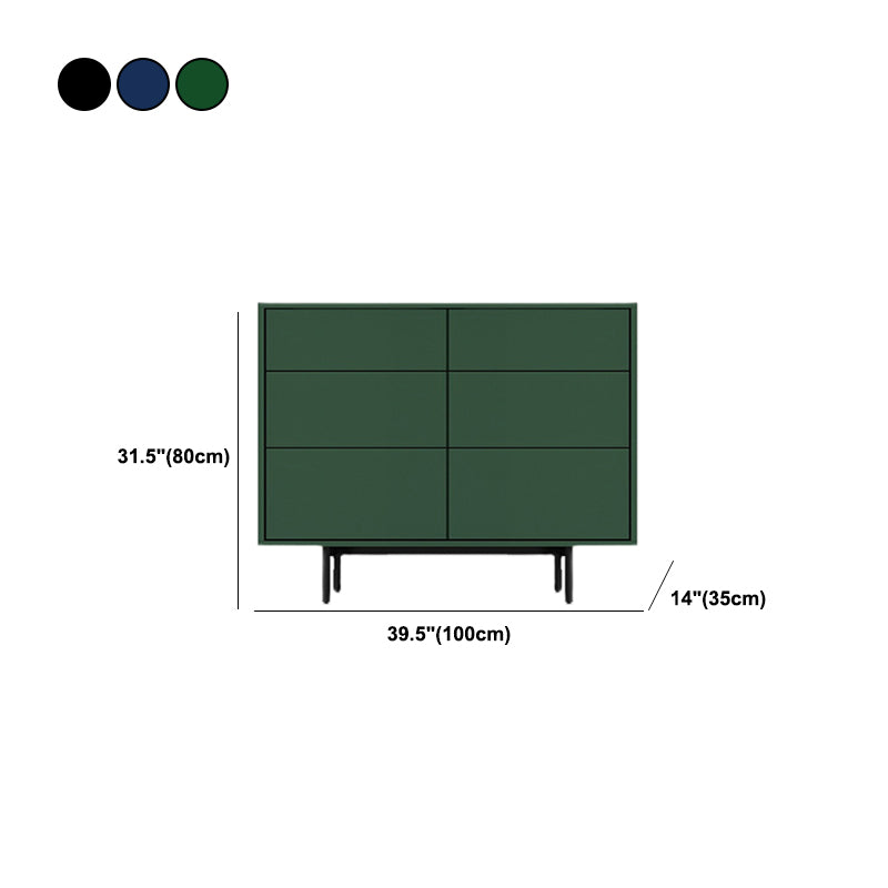 13.77" Wide Modern Accent Chest with 6 Drawers and 4 Straight Black Legs
