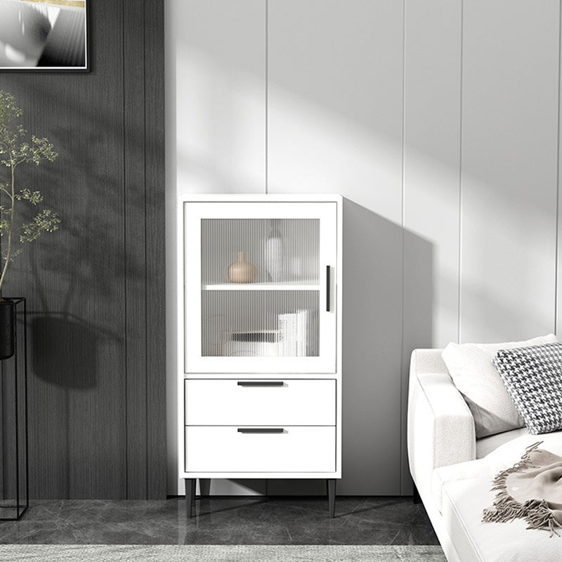 Wooden Accent Cabinet with Glass Door and 2 - Drawer 11.81" Wide Side Cabinet