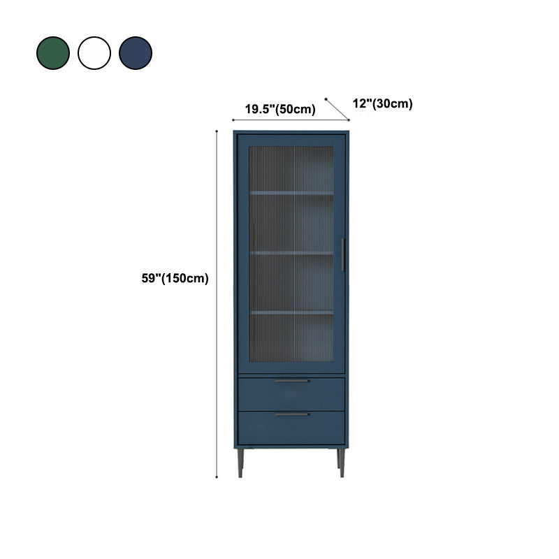Wooden Accent Cabinet with Glass Door and 2 - Drawer 11.81" Wide Side Cabinet