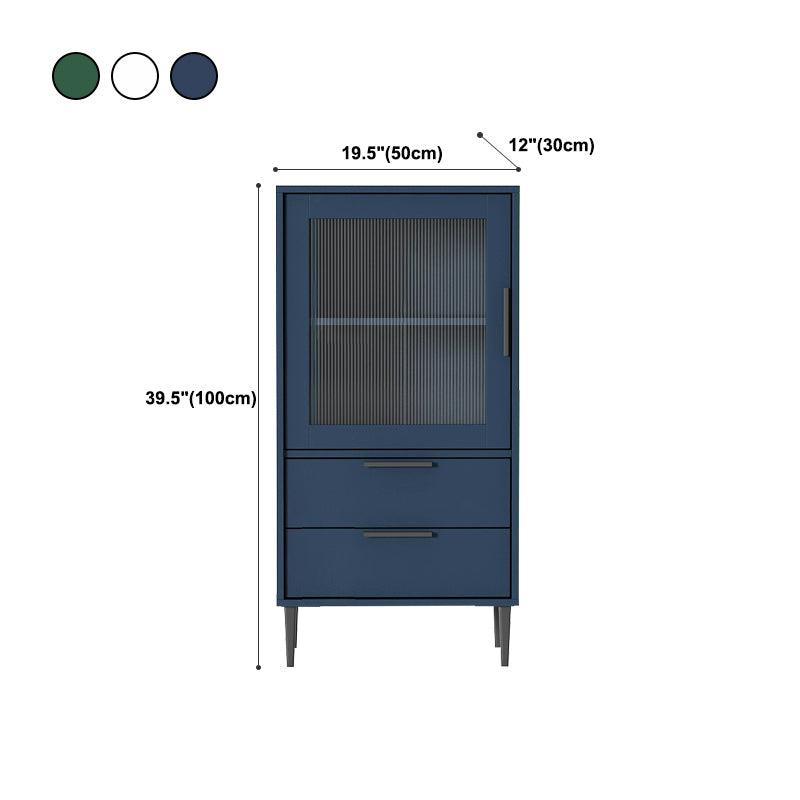 Wooden Accent Cabinet with Glass Door and 2 - Drawer 11.81" Wide Side Cabinet