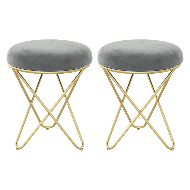 Gorgeous Velvet Pouf Ottoman Pure Color Stain Resistant Round Footstool Ottoman