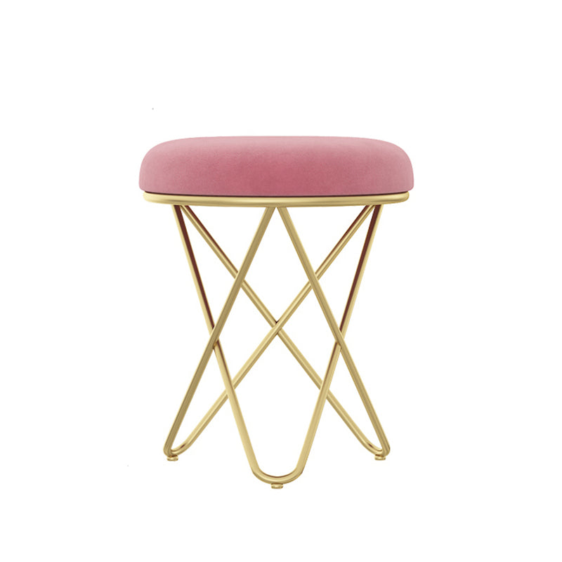 Gorgeous Velvet Pouf Ottoman Pure Color Stain Resistant Round Footstool Ottoman