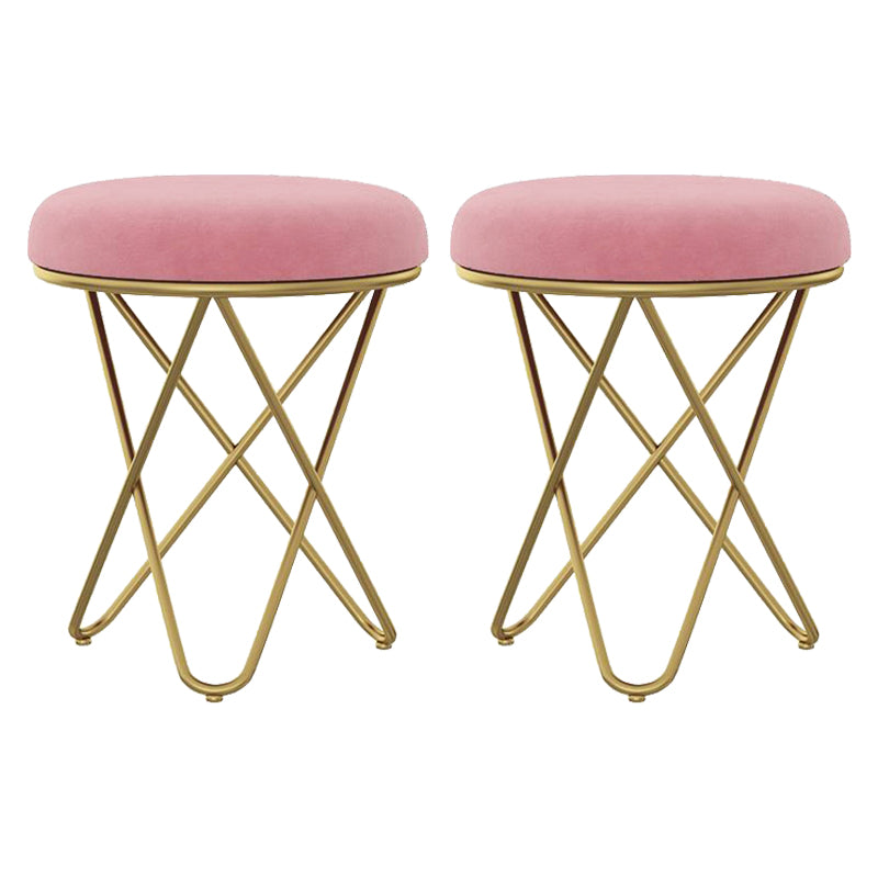 Gorgeous Velvet Pouf Ottoman Pure Color Stain Resistant Round Footstool Ottoman