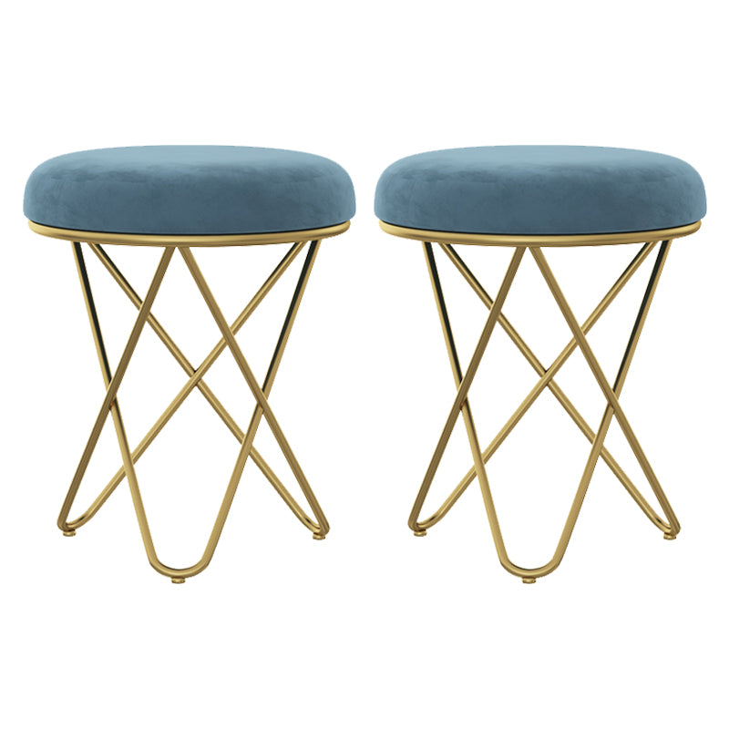 Gorgeous Velvet Pouf Ottoman Pure Color Stain Resistant Round Footstool Ottoman