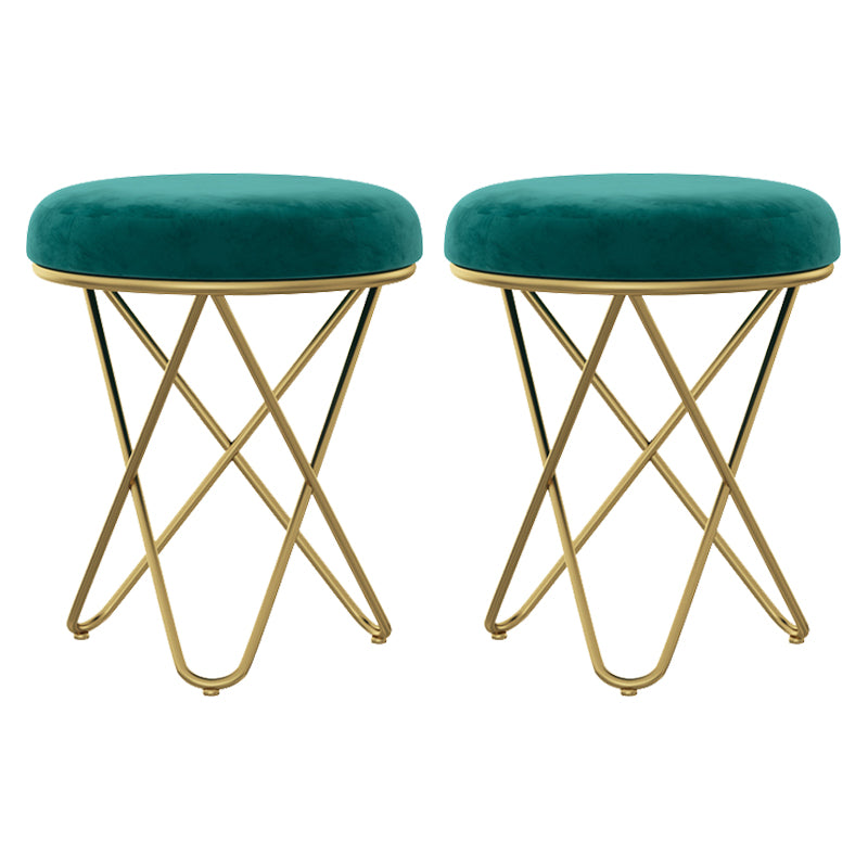 Gorgeous Velvet Pouf Ottoman Pure Color Stain Resistant Round Footstool Ottoman