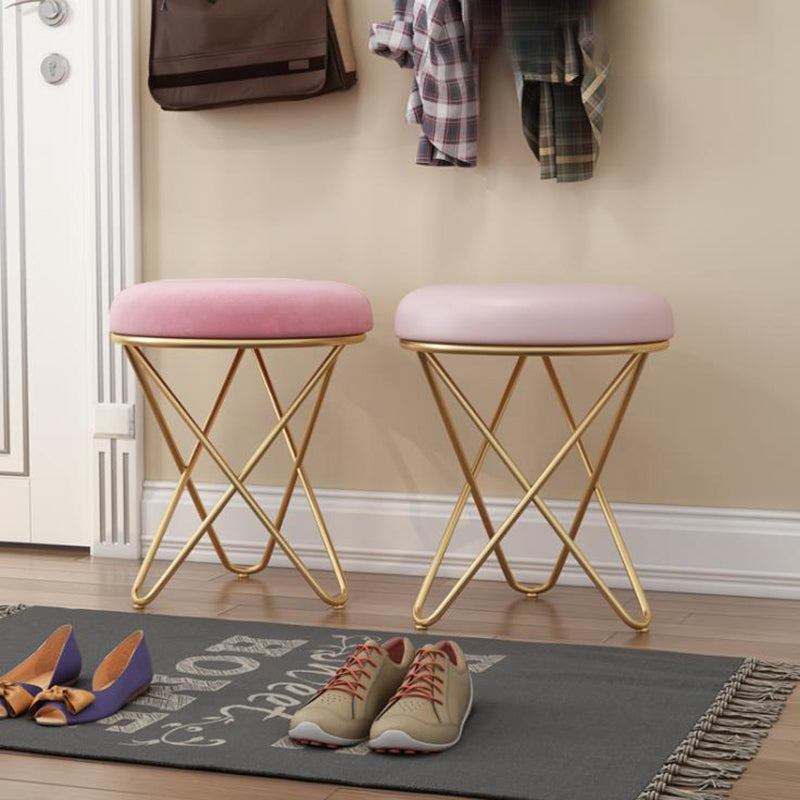 Gorgeous Velvet Pouf Ottoman Pure Color Stain Resistant Round Footstool Ottoman