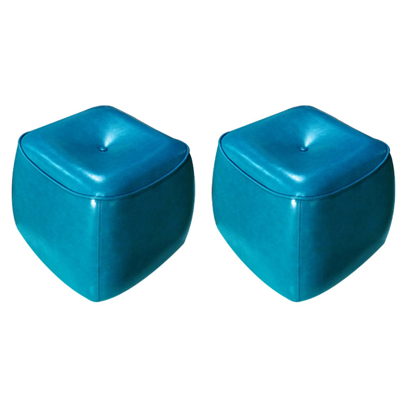 Contemporary Rectangle Shape Pouf PU Leather Upholstered Ottoman