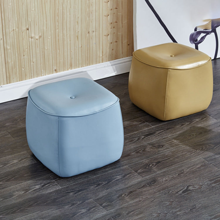 Contemporary Rectangle Shape Pouf PU Leather Upholstered Ottoman