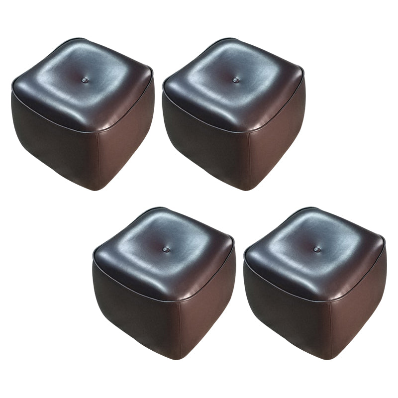 Contemporary Rectangle Shape Pouf PU Leather Upholstered Ottoman