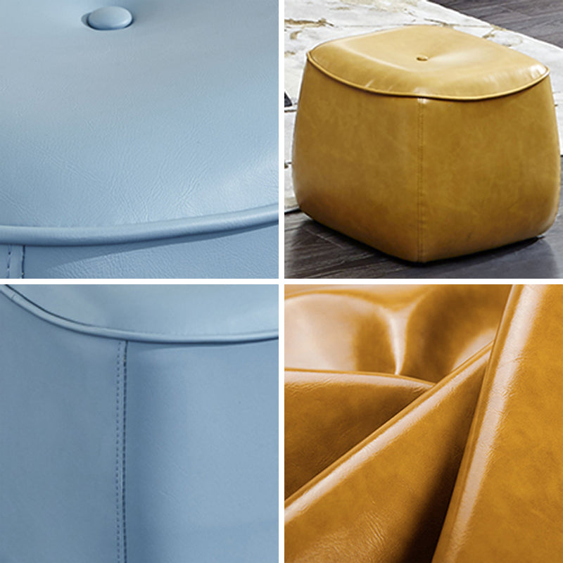 Contemporary Rectangle Shape Pouf PU Leather Upholstered Ottoman