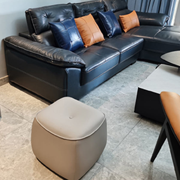 Contemporary Rectangle Shape Pouf PU Leather Upholstered Ottoman