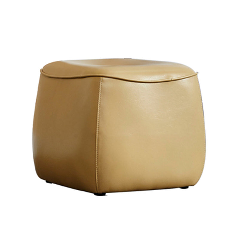 Contemporary Rectangle Shape Pouf PU Leather Upholstered Ottoman