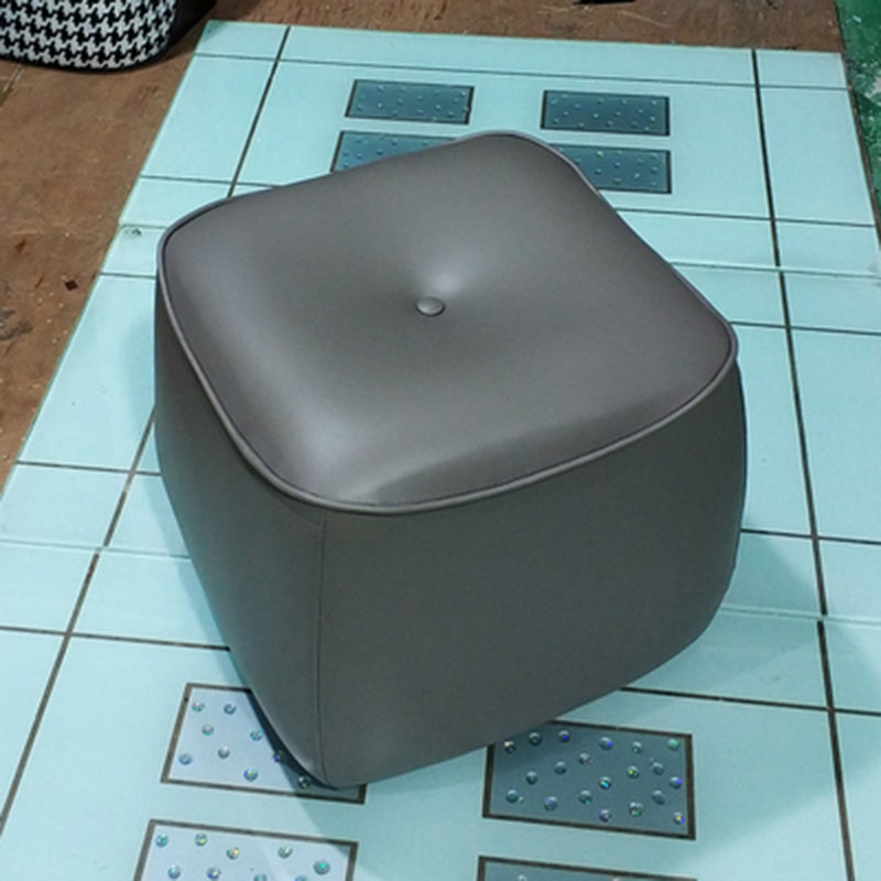 Contemporary Rectangle Shape Pouf PU Leather Upholstered Ottoman