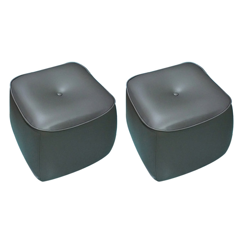 Contemporary Rectangle Shape Pouf PU Leather Upholstered Ottoman