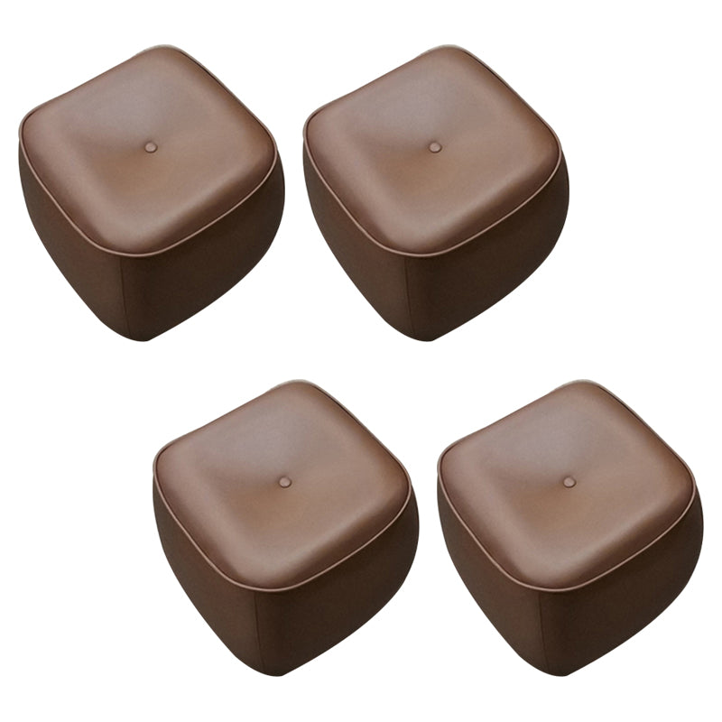 Contemporary Rectangle Shape Pouf PU Leather Upholstered Ottoman