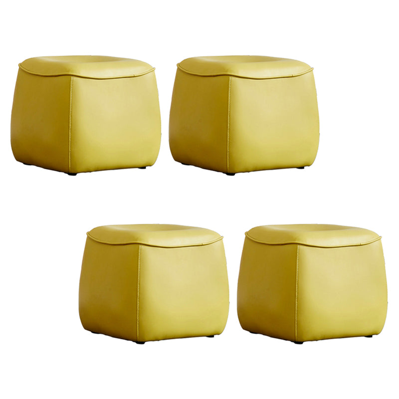 Contemporary Rectangle Shape Pouf PU Leather Upholstered Ottoman