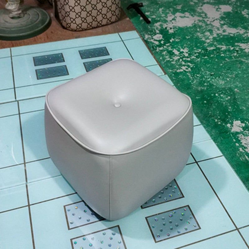 Contemporary Rectangle Shape Pouf PU Leather Upholstered Ottoman