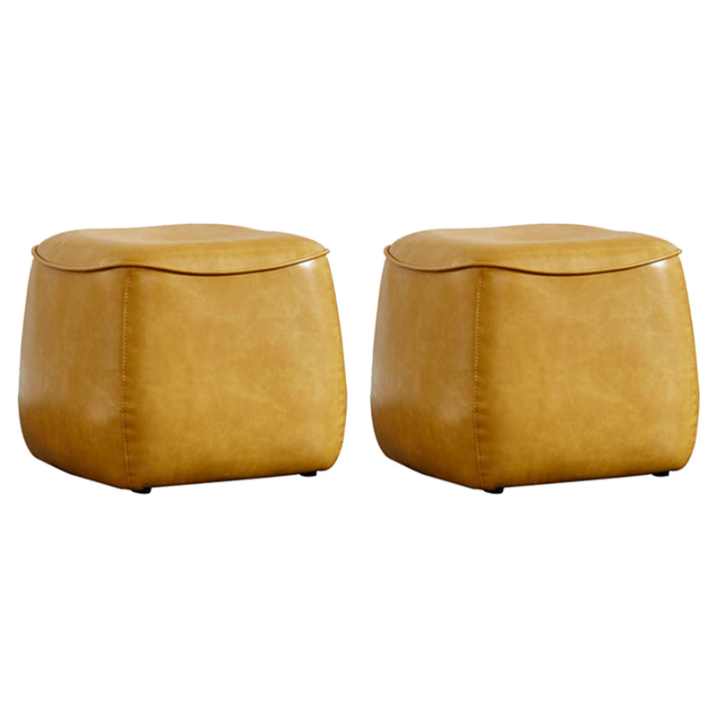 Contemporary Rectangle Shape Pouf PU Leather Upholstered Ottoman