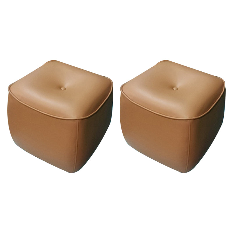 Contemporary Rectangle Shape Pouf PU Leather Upholstered Ottoman