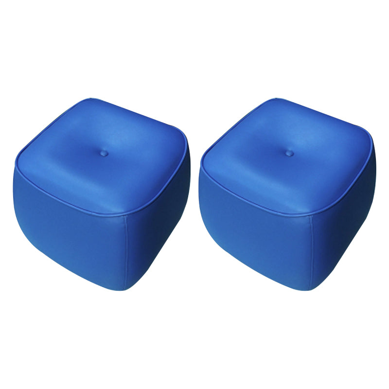 Contemporary Rectangle Shape Pouf PU Leather Upholstered Ottoman