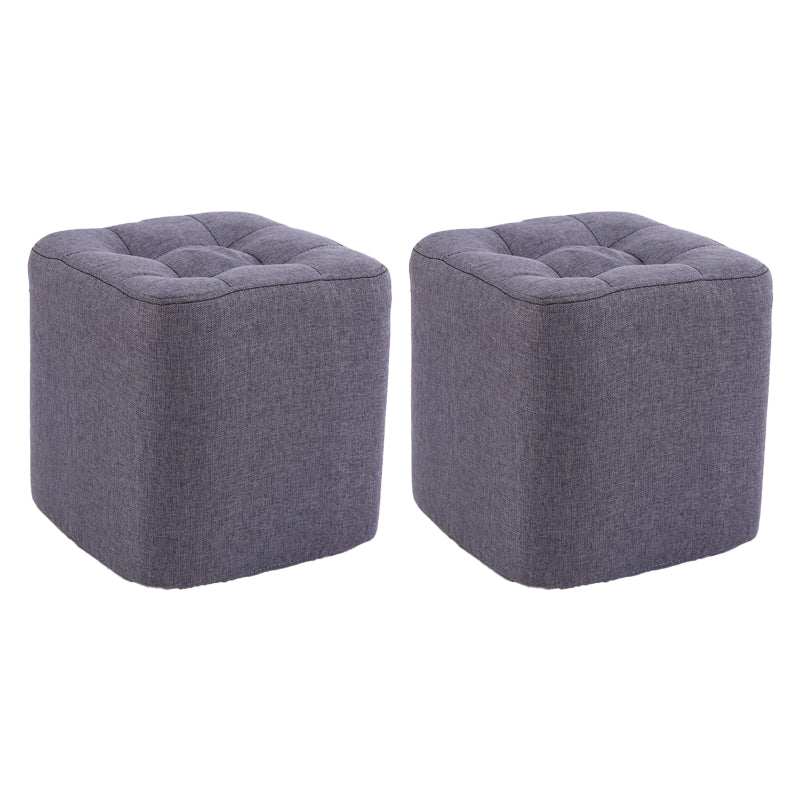 Contemporary Linen Upholstered Ottoman Rectangle/Square Shape Pouf